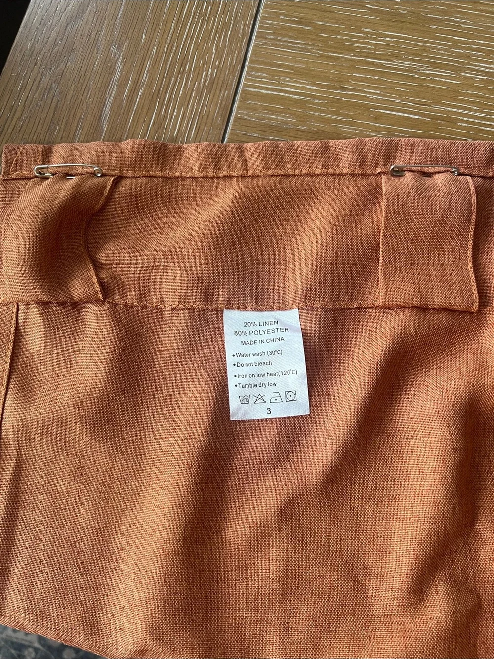 Solid Desert Orange Linen Blend Curtain Panels